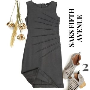 SAKS Fifth Avenue Grey Side Rouged Dress Sz 2
